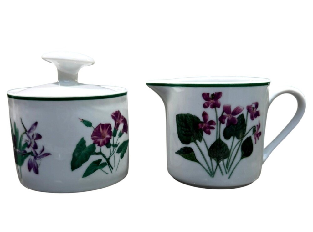 National Wildlife Federation American Wildflowers Vintage Sugar Bowl Creamer Set